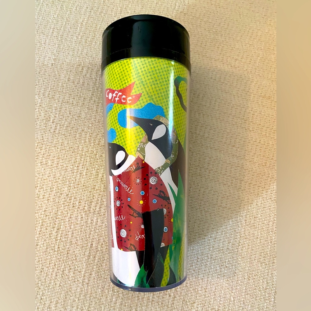 Vintage Starbucks 20oz ThermoServ coffee cup tumbler Hawaii penguins 1998 EUC👀 - Picture 3 of 7